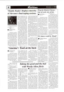 1996 Avonews review of Nirvana's "From the Muddy Banks of the Wishkah" and Tool's "Anema"