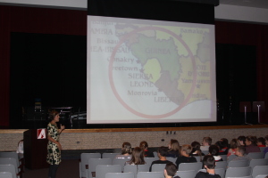 During her 40 minute presentation, Sarah Kluitenberg shared inspiring and educational stories about her year of living in Sierra Leone. 
