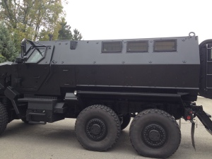 This is their brand SWAT truck used in Afghanistan and Iraq. It costs 750,000 dollars and weighs 28 tons. Photo by Shane Fitzgerald