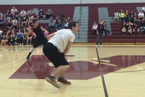 Juniors Matt Goodnight and Kenny Baurle giving their hardest toss towards their opponents