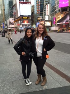 Juniors Katie Lorch and Rachel Berg in Times Square during the Avonworth Band trip from Friday, March 20th through Sunday, March 23rd. 